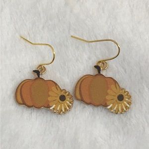 Halloween ￼Pumpkin Flower Dangle Earrings